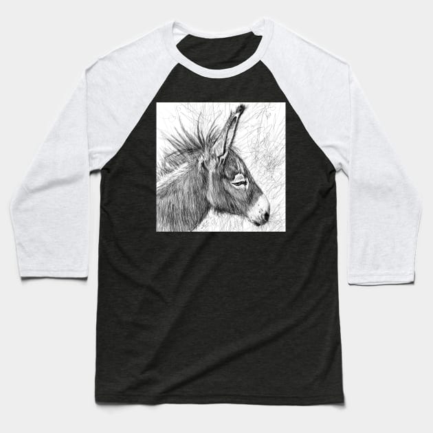 DONKEY pencil portrait .2 Baseball T-Shirt by lautir